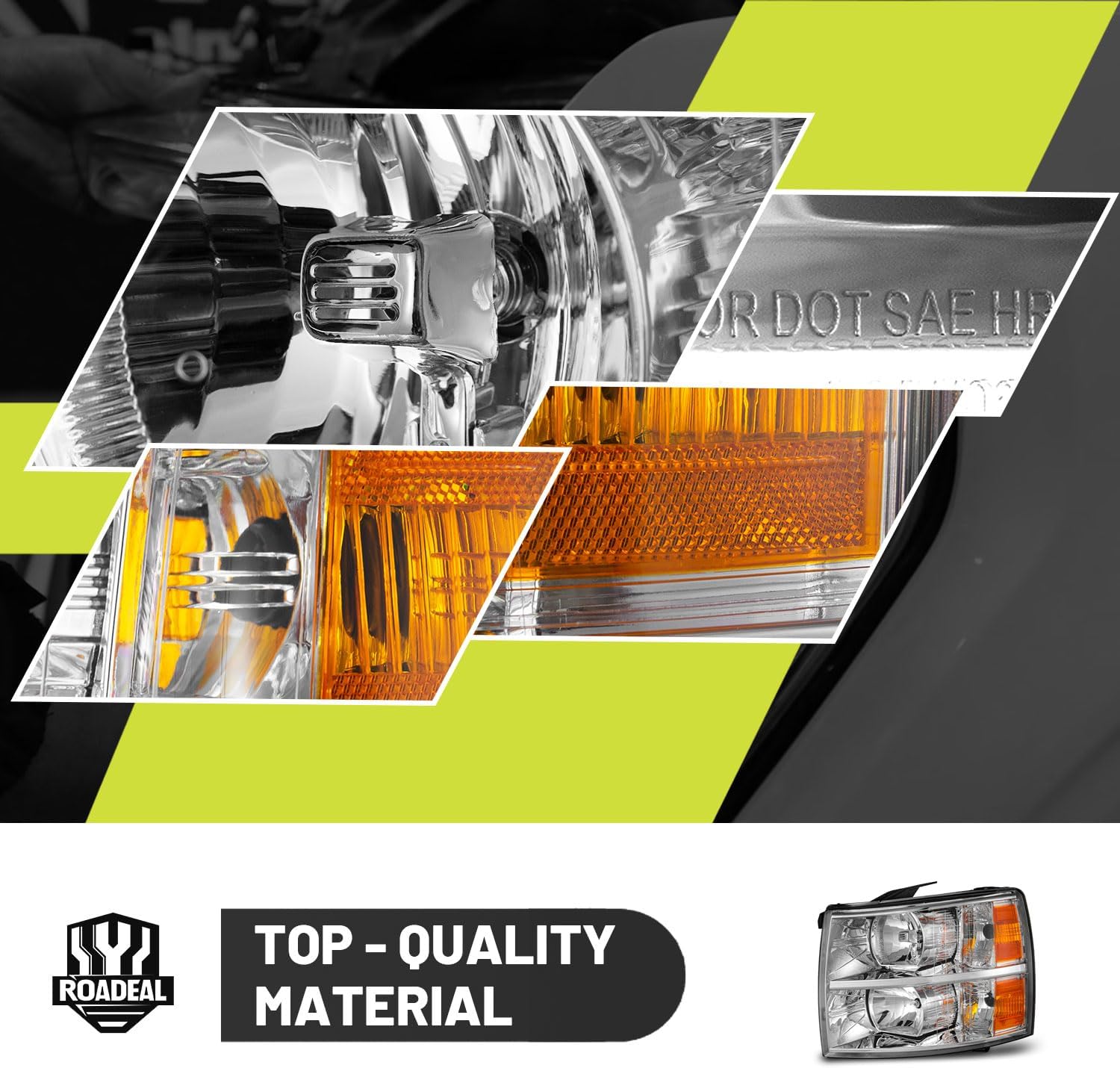 Headlights W/Bulbs for 2007-2013 Chevy Silverado 1500, for 2007-2014 Silverado 2500HD 3500HD Halogen Headlamp Replacement Driver & Passenger Side