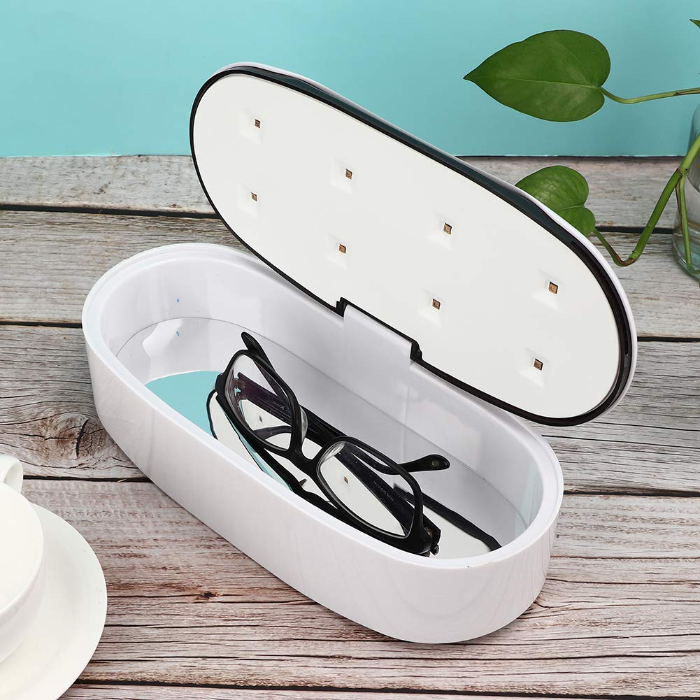 Caja de desinfectante UV, esterilizador de luz Ultravioleta multifunción Protable, máquina de Limpieza desinfectante eléctrica para maquinillas de Afeitar, Tijeras para uñas(Blanco)