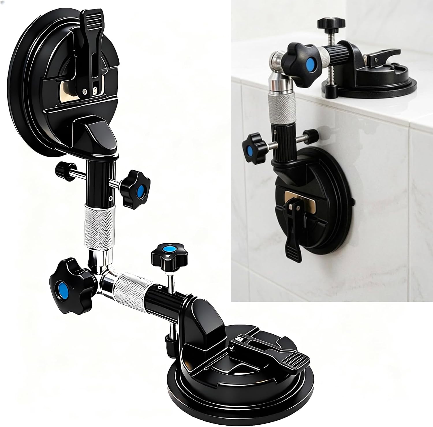 2-Pack 90 Degree Stone Seam Setter, Professional 5.9-Inch Vacuum Suction Cup Countertop Joiner & Leveler, Adjustable 90-270° Miter Seaming Tool for Granite, Marble, Quartz, and Tile Installation