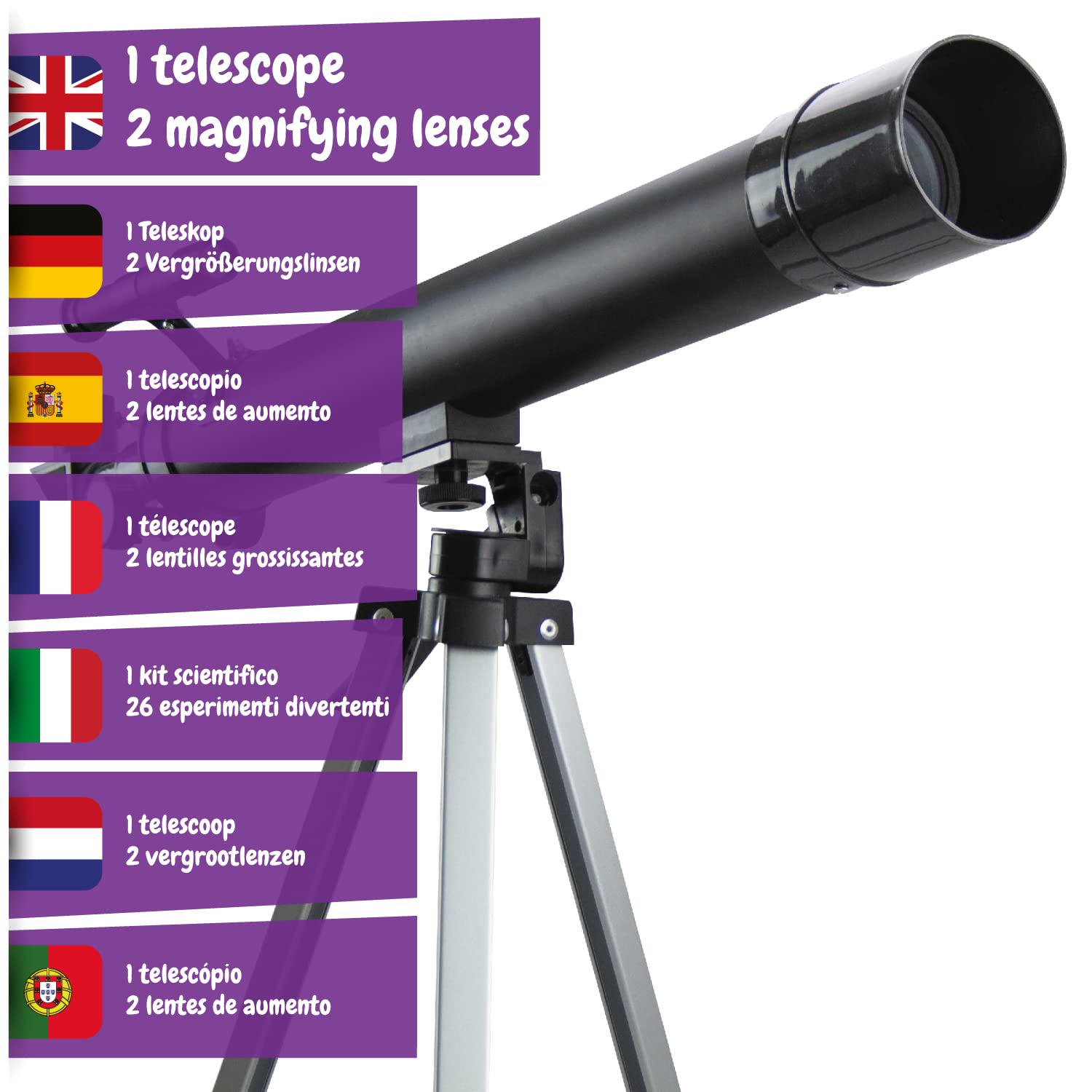 Science4you - Telescopio HD para Explorar el Universo - Telescopio Astronomico de Iniciación Niños +8 Años: Observa la Luna y Las Estrellas - Juguetes Cientifícos y Regalo Original para Niños 8 Años