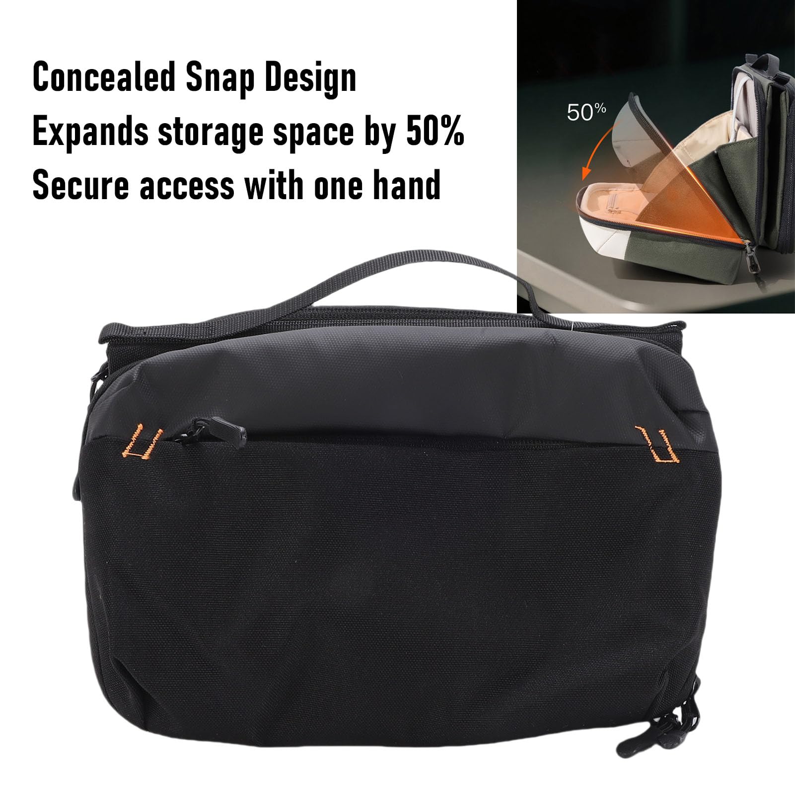Ejoyous Organizer per Elettronica Custodia da Trasporto Elettronica in Poliestere Impermeabile con Design a Pieghe, 19 Scomparti, Chiusura Magnetica per Viaggi, Pendolari, Campeggio (BLACK)