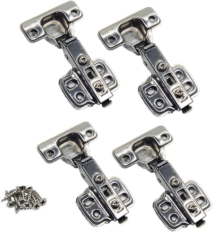 JinHe 304 Stainless Steel Soft Slow Close Clip On Frameless Cabinet Hinges For Full Overlay Door 2-Pairs