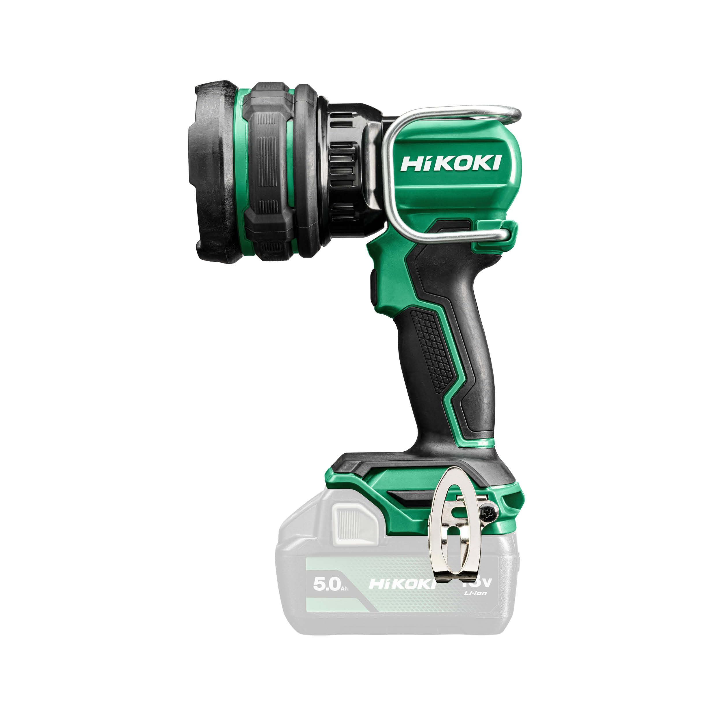 HiKOKI Akku LED Strahler UB18DH, 18V Baustrahler mit 1050 lm & Spot-Modus | Arbeitsleuchte mit 670m Reichweite, bis zu 24h Leuchtdauer, 2 Modi, ohne Akku, Ladegerät und Koffer