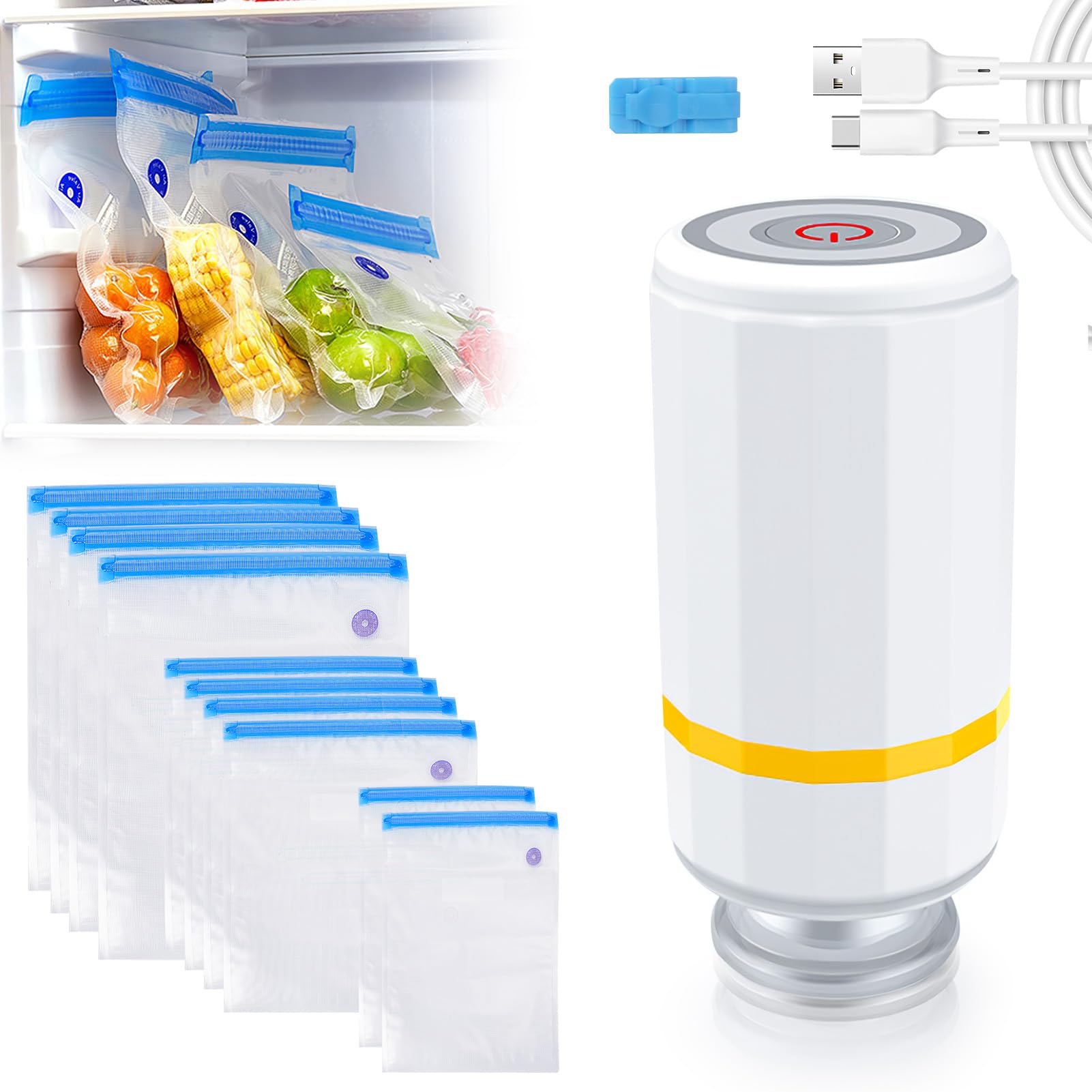 Scelleuse Sacs Alimentaires Machine Sous Vide Alimentaire Portable - Appareil De Conservation Avec 5 Sacs | VS210 Voyor Scelleuse Alimentaire Manuelle Scelleuse Sacs Alimentaires Machine Sous Vide Alimentaire Portable - Appareil De Conservation Avec 5 Sacs | VS210 Voyor Scelleuse Alimentaire Manuelle