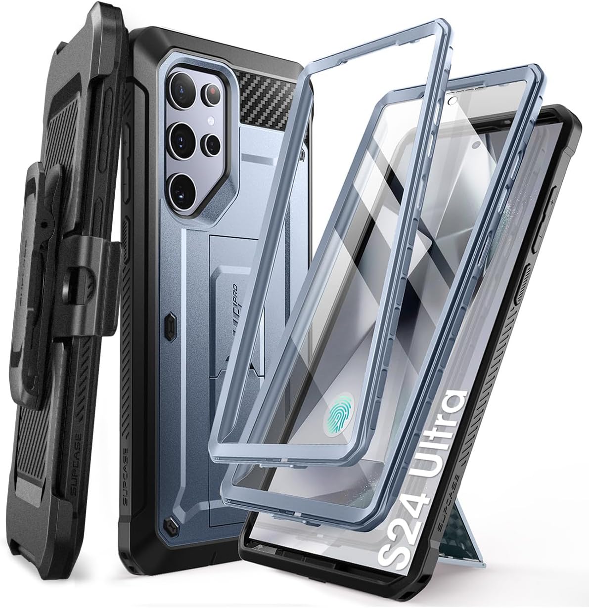 SUPCASE Galaxy S24Ultra ケース 5G 2024年 SC-52E SCG26 米軍MIL規格取得 二枚前面カバー 回転式ベルトクリップ付属 スタンド機能 保護フィルム付き 指紋認証対応 耐衝撃 防塵 アウトドア 保護 S24ウルトラカバー UBProシリーズ