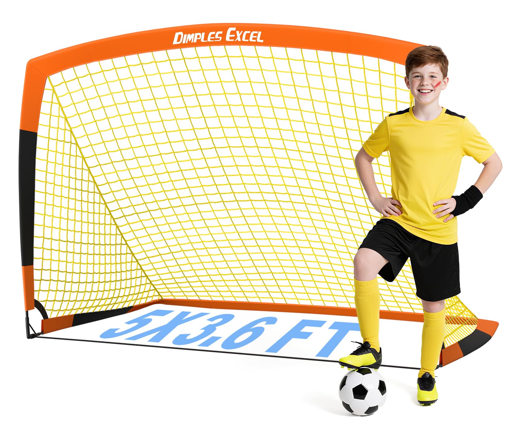 Dimples Excel Soccer Goals Kids Net for Backyard 7x5, 5x3.6, 4x3, 3x2.2 FT