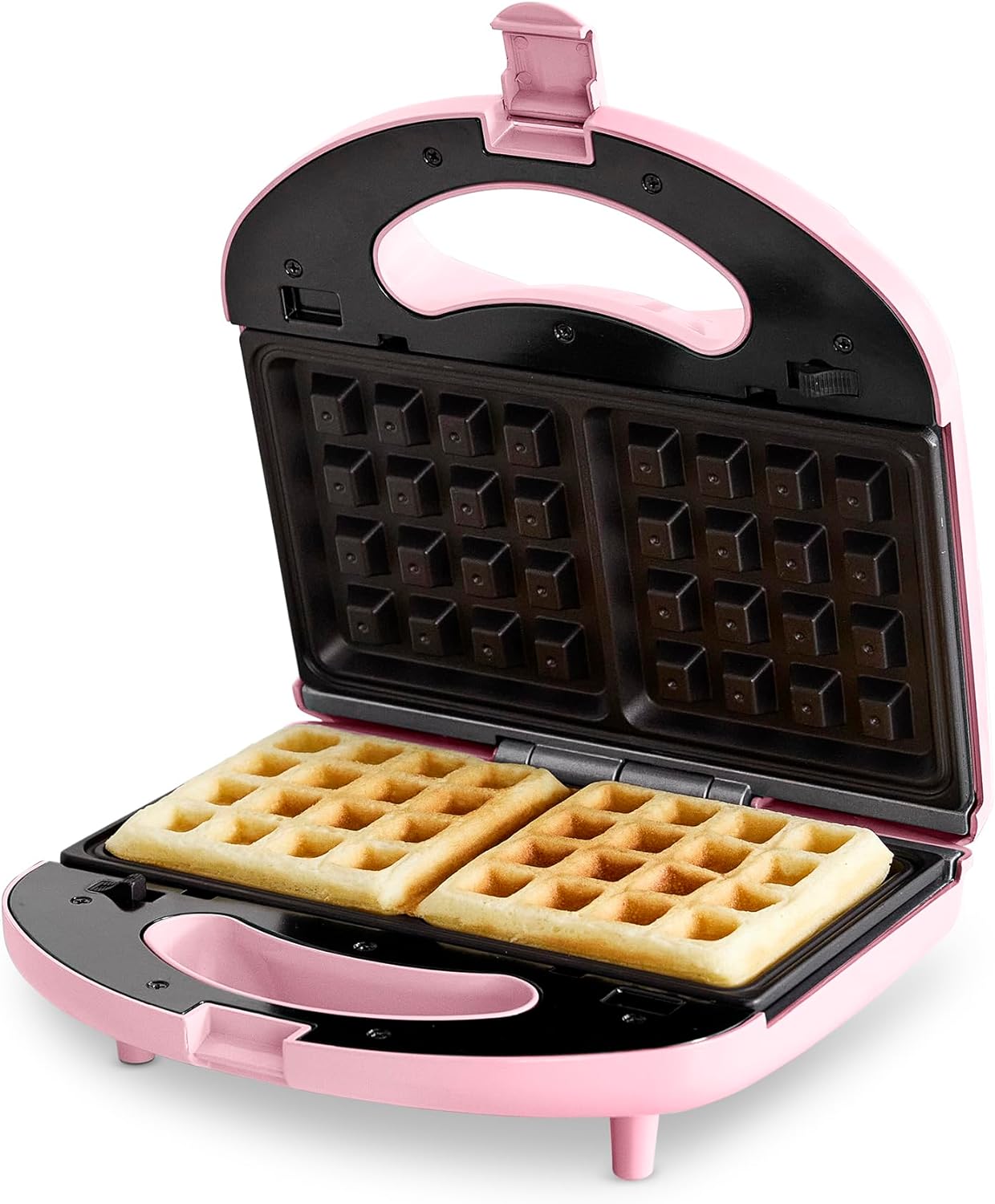 GreenLife Electric Waffle Sandwich Maker, Toaster, Panini Press with Healthy Ceramic Nonstick Plates, Perfect for Tuna Melts, Crispy Rice, Grilled Cheese, LED Indicator Light, PFAS-Free, Pink Waffle & Sandwich Maker Pink