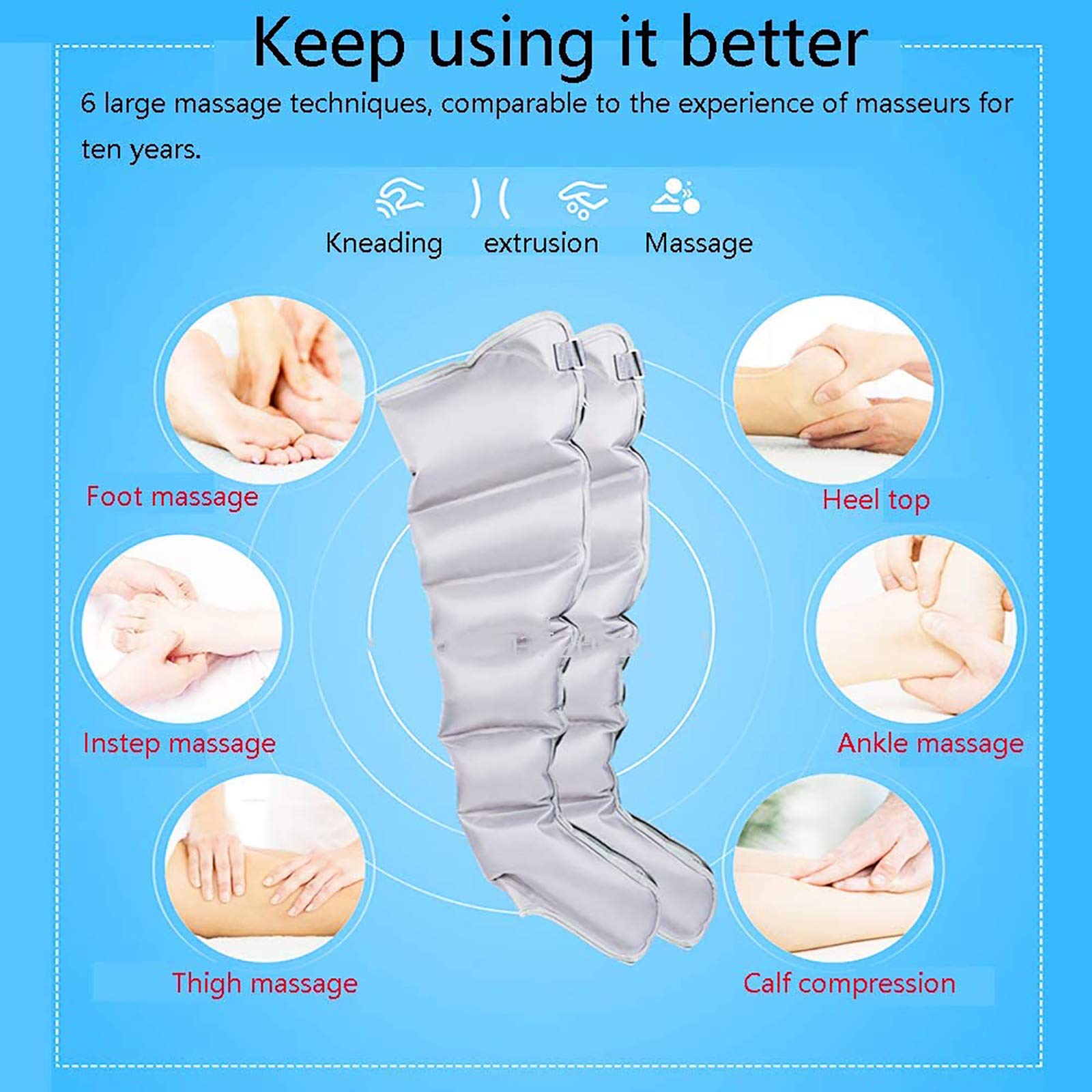Fuß- und Wadenmassage mit Handsteuerung, Massagestiefel, Maschine, Fußmassagegerät, Beinwickel, Oberschenkel- und Wadenmassagegerät, Beinluftmassagegerät für die Durchblutung, sequentielle Kompressi