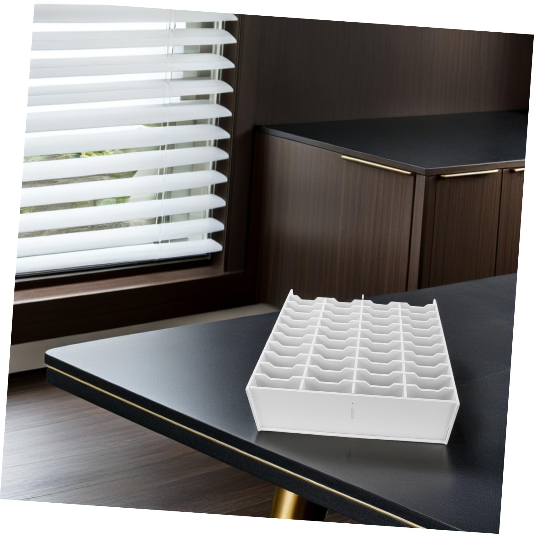 Luxshiny Organizzatore per Pennarelli e Pennelli da Tavolo con 40 Scomparti in Plastica PP Bianco, Contenitore con Divisori per Ufficio e Area, Supporto Verticale Multifunzione