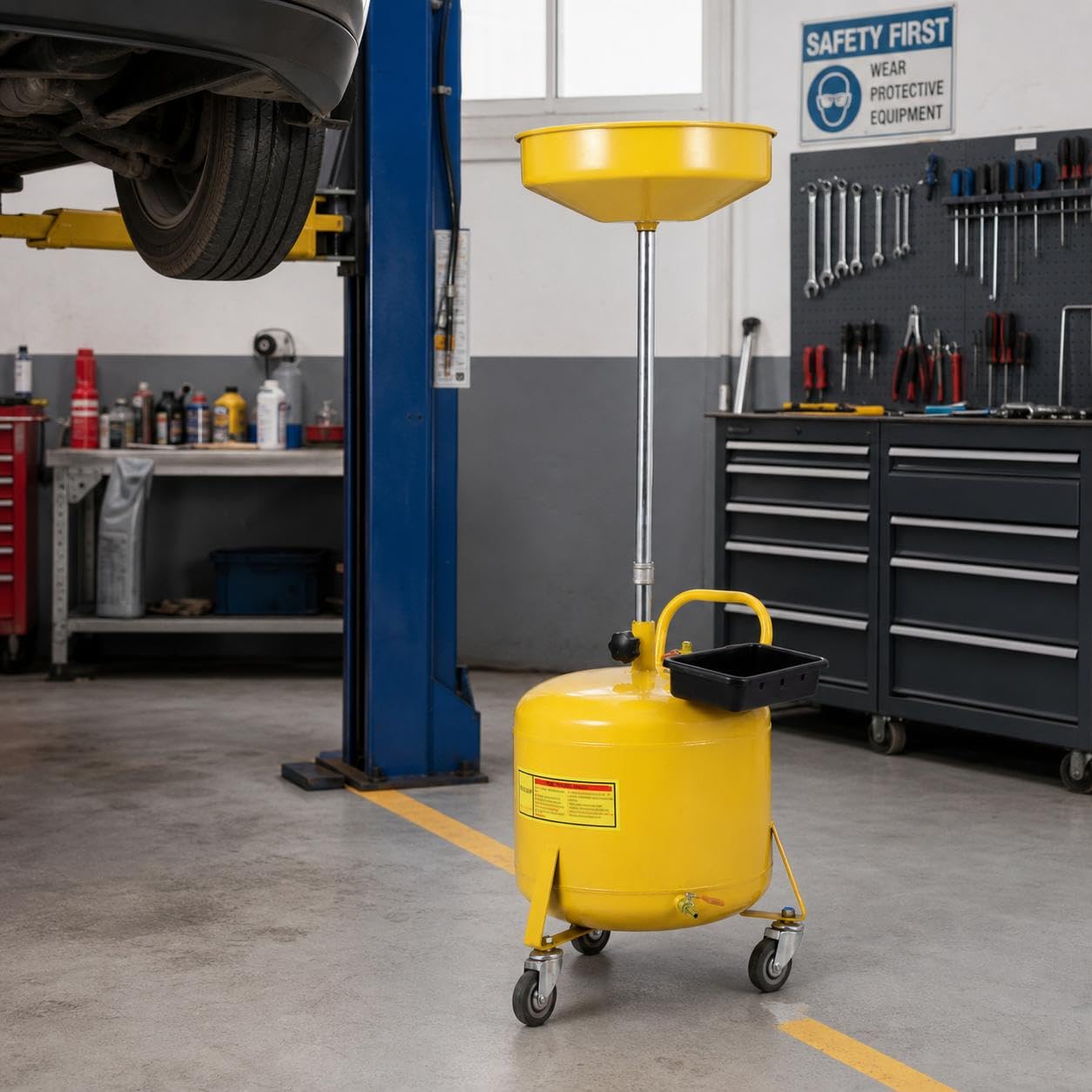 GarveeHome Garage Boss 8 Gallon Air Operated Waste Oil Drain Tank with Wheels