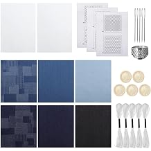 DORMIYA Sashiko Kit for Beginners, Water-Soluble Sashiko Thread and Needles Set, Pure Fabric Sashiko Stencil Kit, Versatile Sashiko Supplies, Embroidery Transfer Templates for DIY Crafts