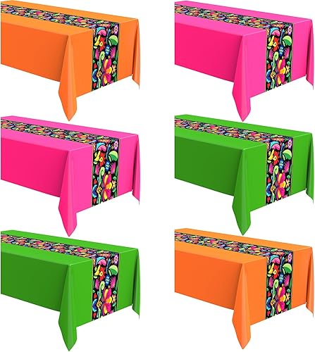 Miniatura 14 de Oudain 6 piezas de mantel de fiesta de 108 x 54 pulgadas, de plástico, impermeable, mexicano, desechable, para noche de tacos, fiesta festiva