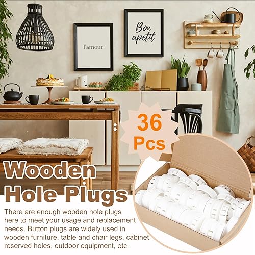 Miniatura 10 de MroMax Tapones de plástico para agujeros de 7 tamaños, tapones para agujeros blancos de 316 pulgadas, 14 pulgadas, 516 pulgadas, 38 pulgadas, 12