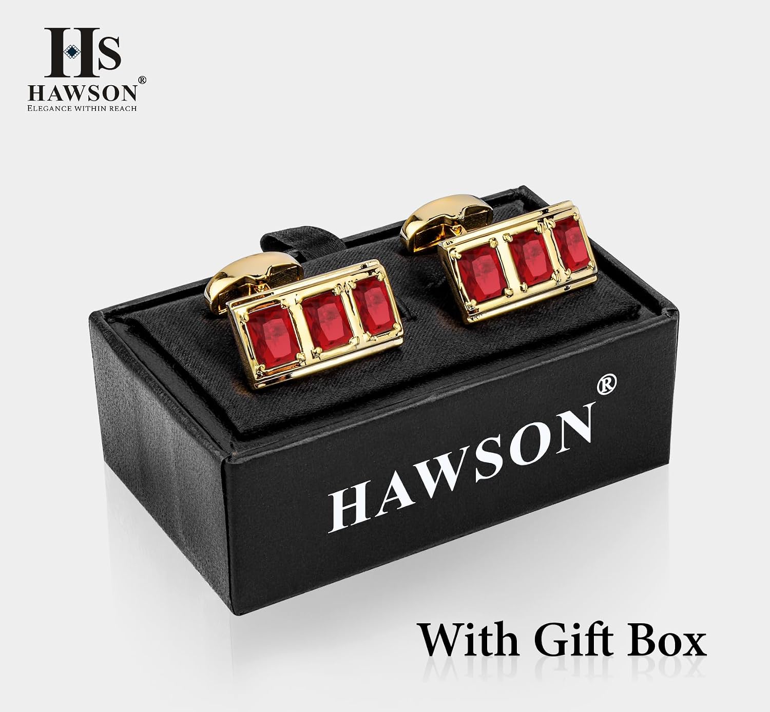 Luxurious Crystal Cufflinks for Men with Gift Box, Gold Tone Cuff links for Men's Dress Shirts and French Cuff Shirts on Birthday Party Wedding Anniversary
