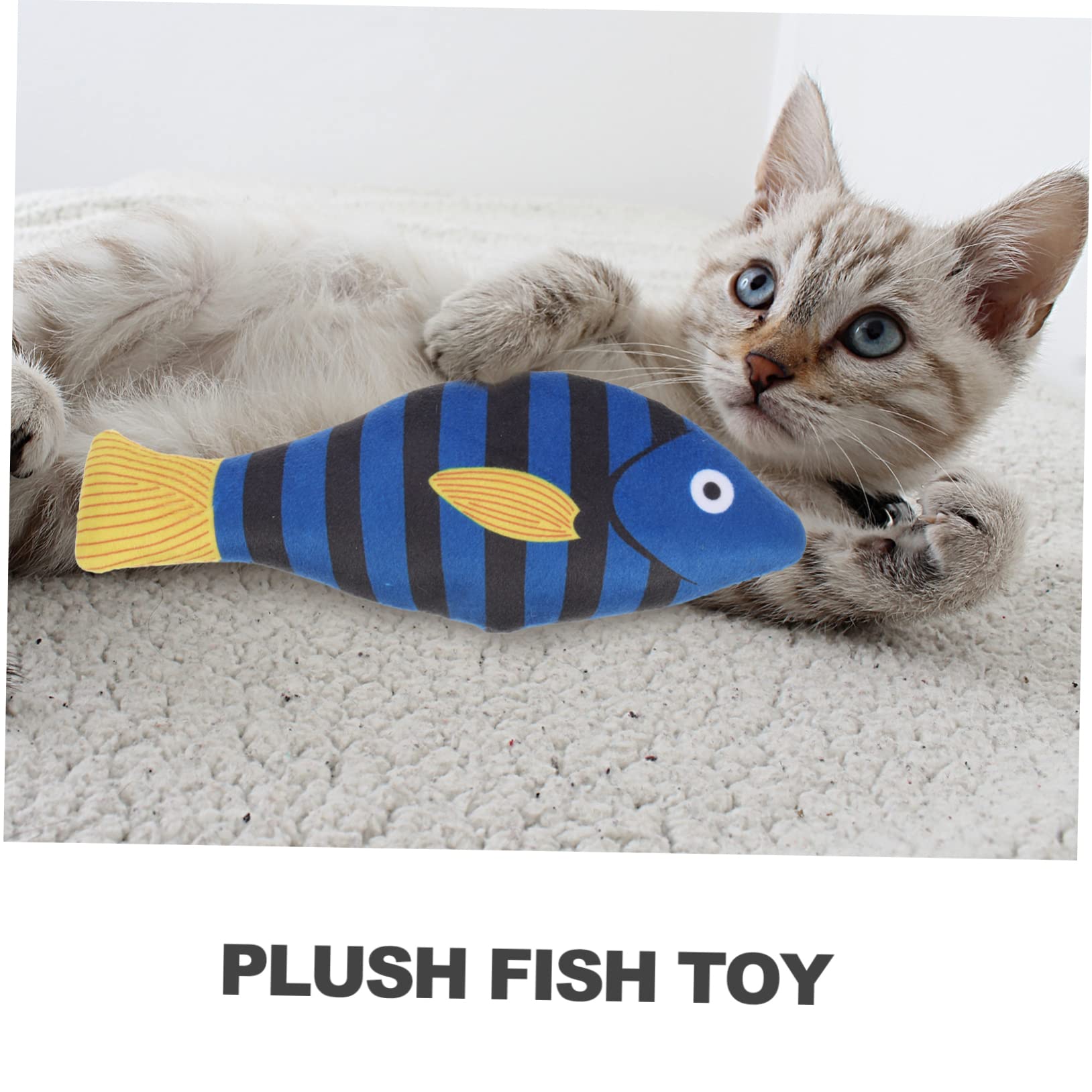 Happyyami Jouet pour Chat en Peluche Poisson Herbe à Chat Naturel, Réduit la Solitude, pour Chatons en Intérieur, Jouet de Dentition Solide et Interactif