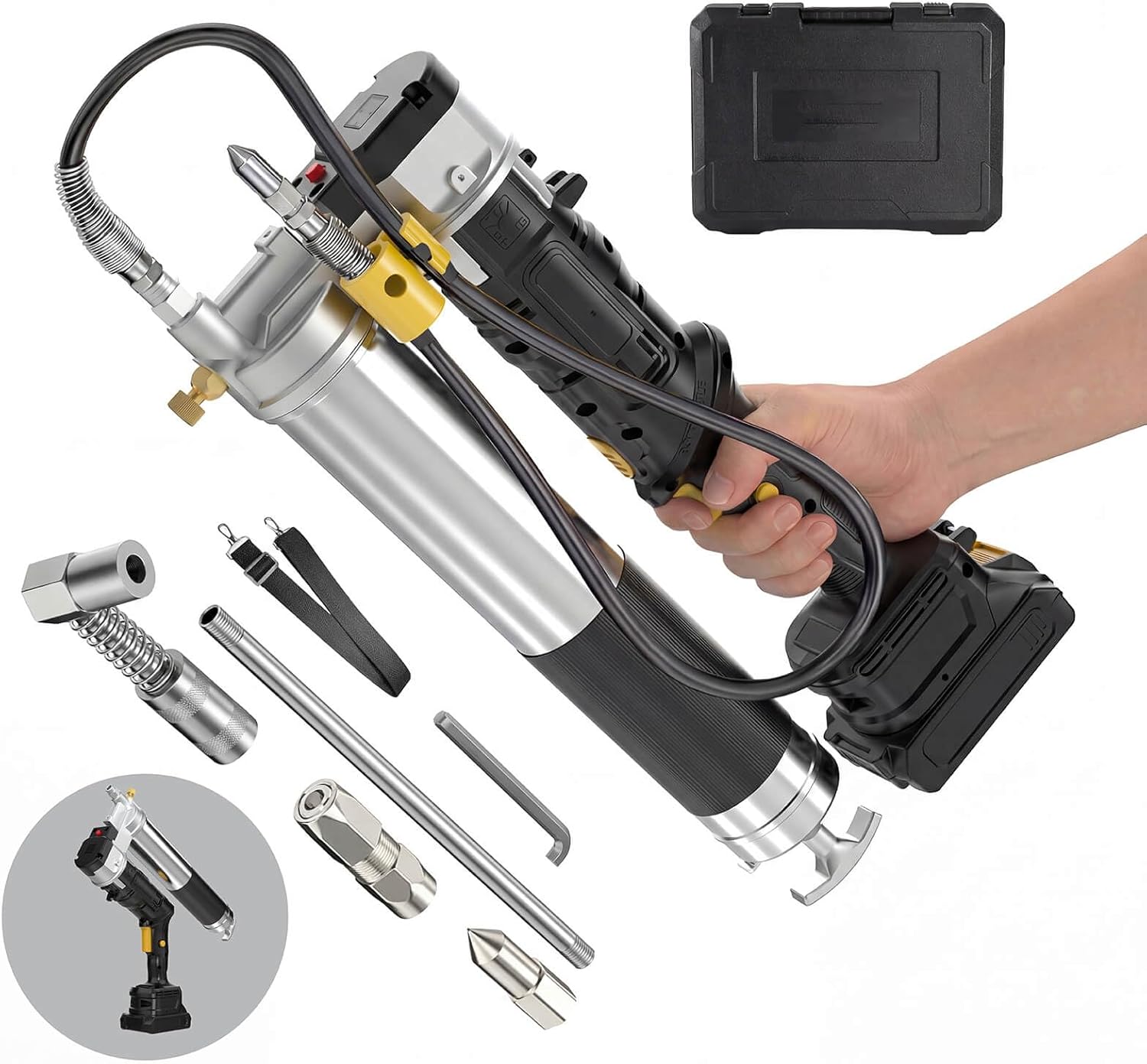 SUVIYA Electric Grease Gun Compatible with DeWalt 20V Battery (No Battery) 14oz Capacity Cordless Powered Grease Gun with 39." Flex Hose for Automotive, Truck, Farm Equipment Maintenance