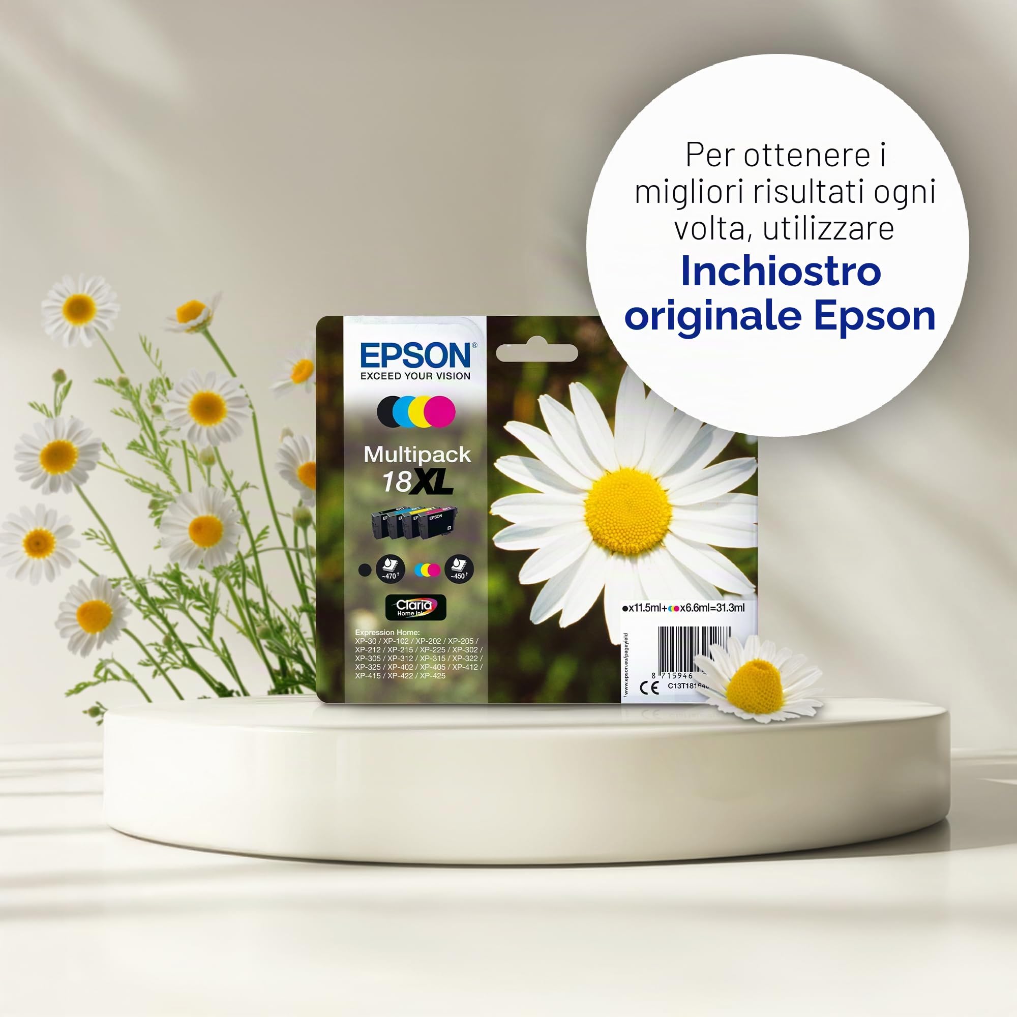 Epson C13T18164022 Inchiostro, Multicolore, 4 Pezzi