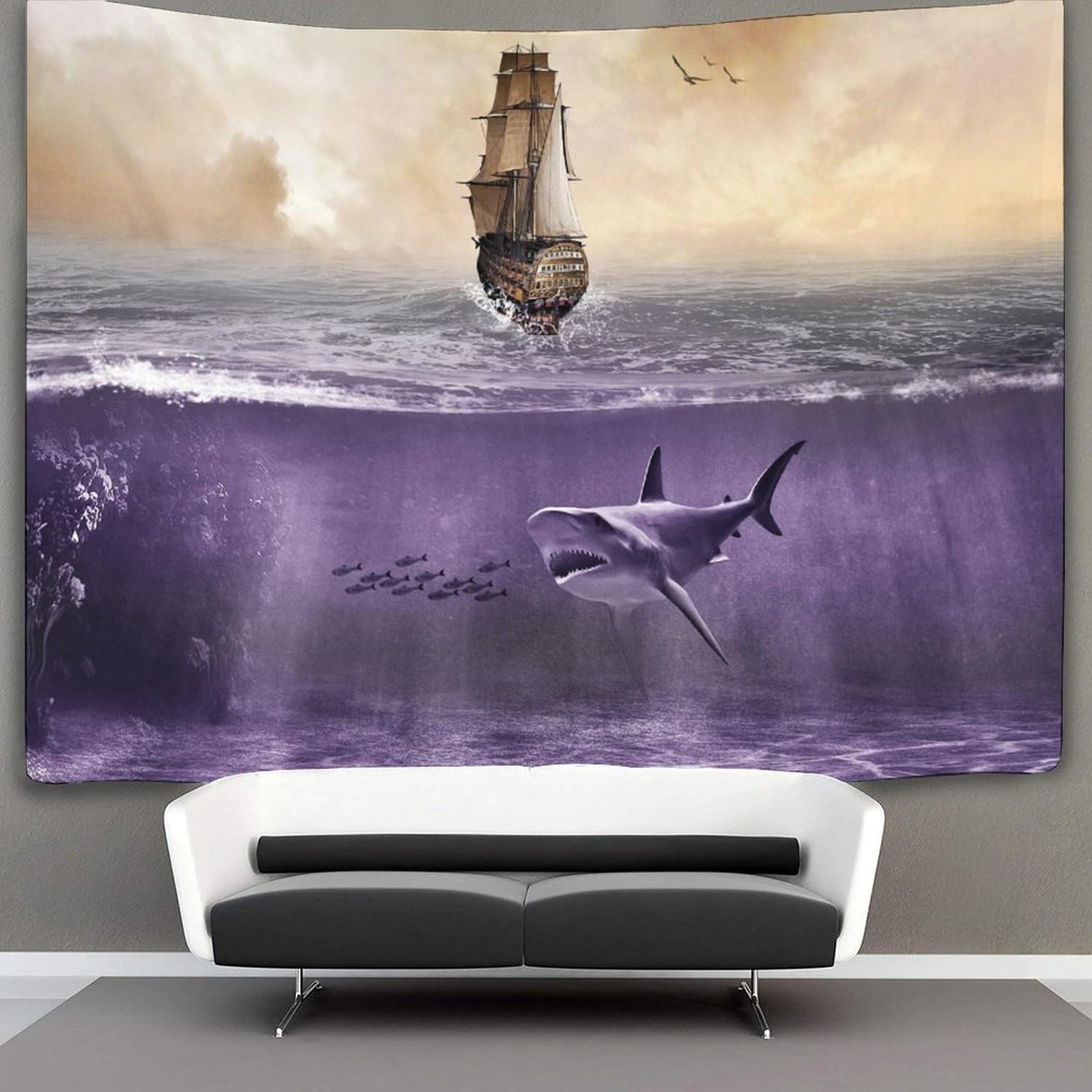 kaiyun Animal Tapestry Shark Wall Hanging Tapestries for Bedroom Living Room Apartment Dorm Decorations Wall Art Decor 180cmx230cm