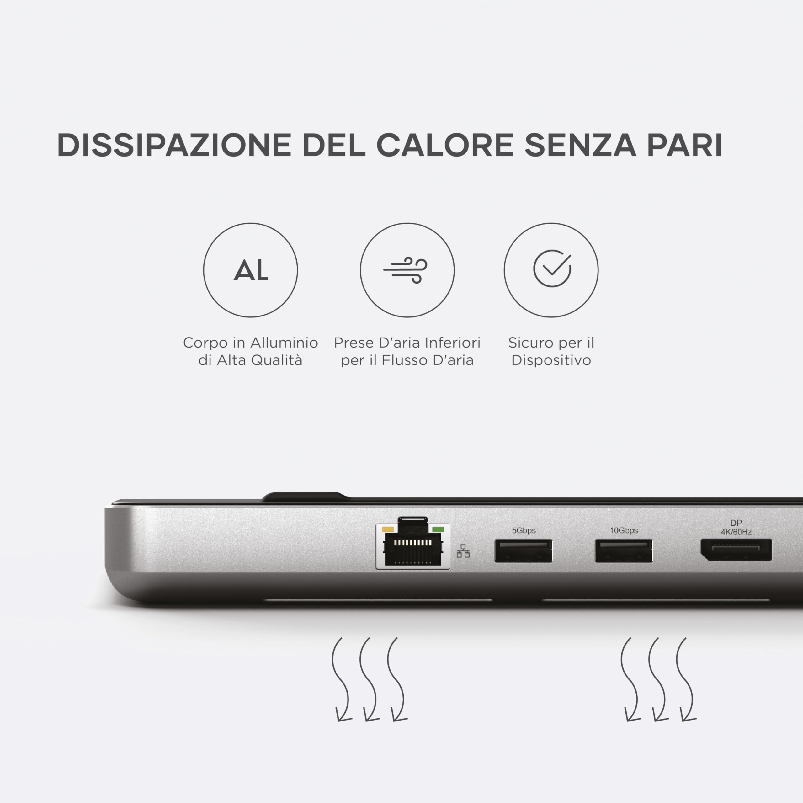 SATECHI Dual Dock e Supporto 10 in 1 con Alloggiamento SSD NVMe, 75W | Doppio schermo 4K@60Hz, 2x HDMI e DisplayPort, dati USB-C/USB-A, Ethernet, per laptop Mac e Windows