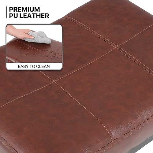 Miniatura 6 de MoNiBloom Juego de 2 taburetes de bar, 31.5 pulgadas de altura de mostrador, estilo retro, asiento de silla de montar de piel sintética con metal