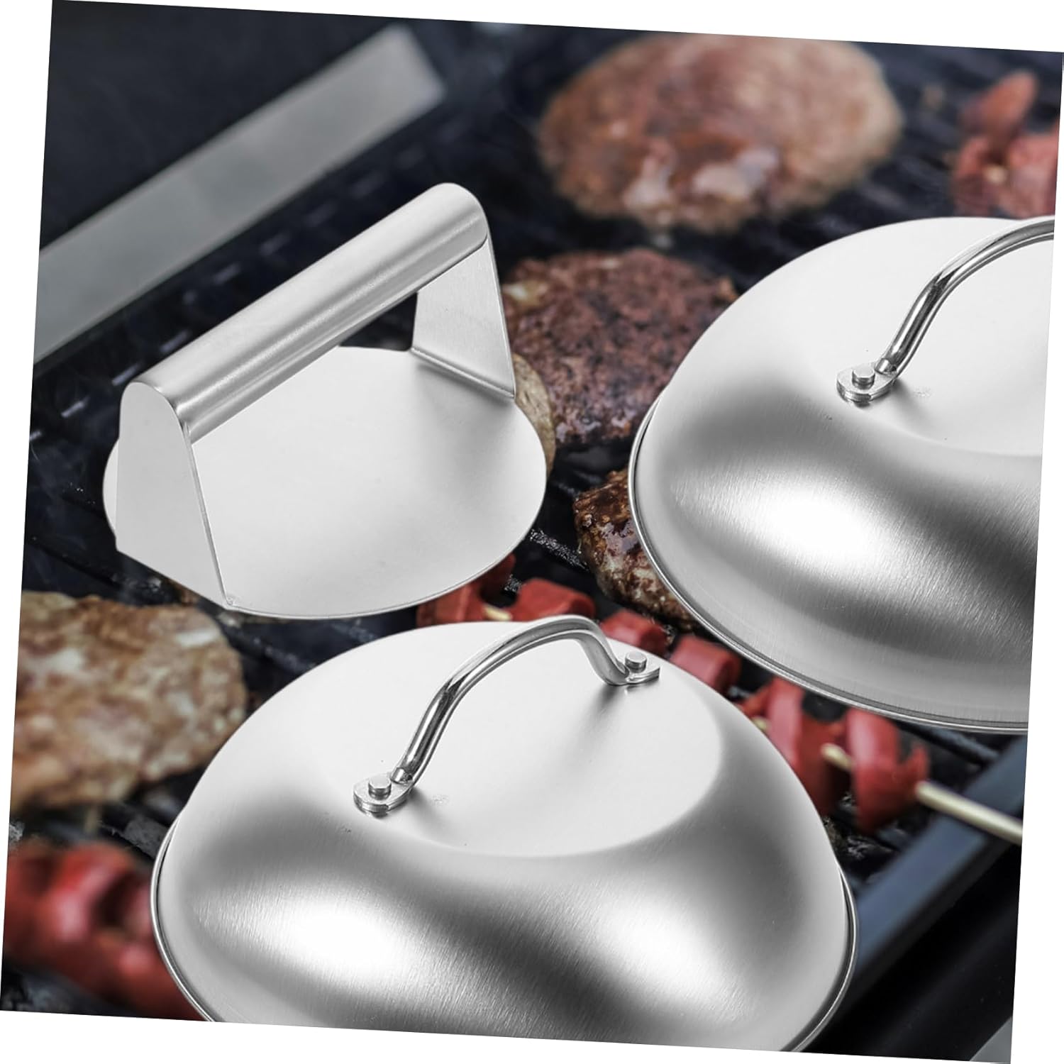 Burger Press Pot Cover Griddle Accessories BBQ Grill Stainless Steel Melting Dome