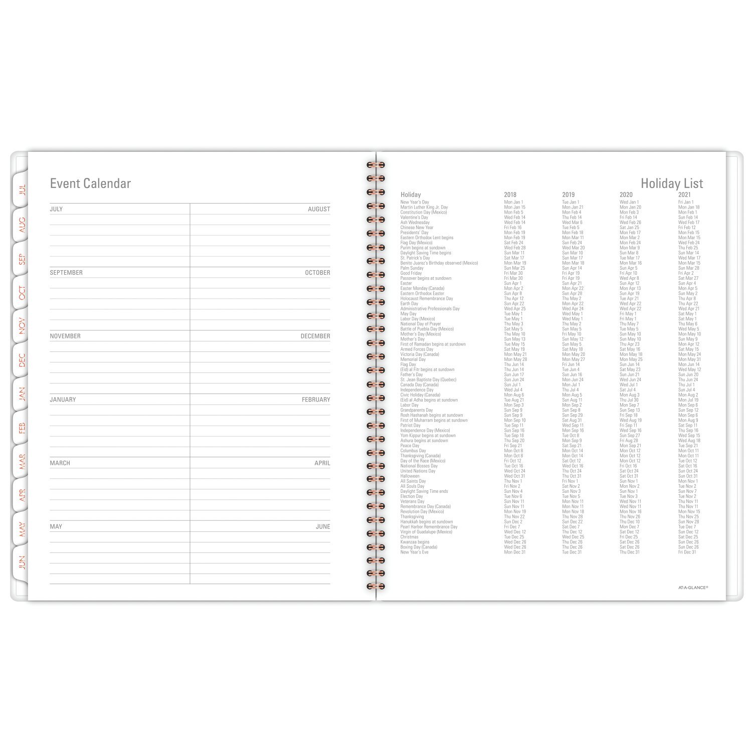 AT-A-GLANCE 1108-905A-42 Akademischer Jahresplaner 2018-2019, groß, 8-1/2 x 11 cm, Blaugrün
