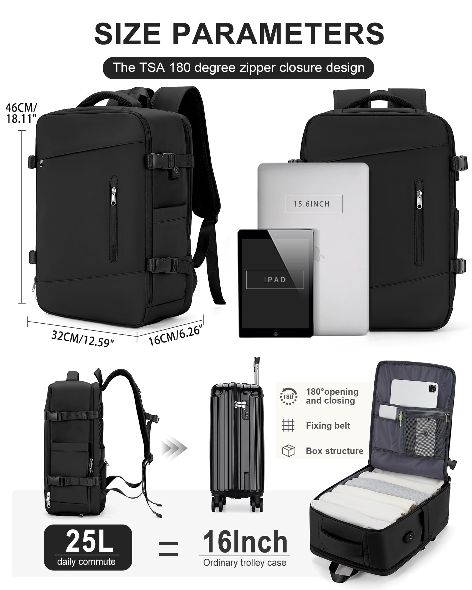 SZLX Borse da Cabina per Easyjet 45x36x20 Zaino da Viaggio aereo Bagaglio a Mano Zaino Ryanair 40x20x25 con porta USB zaino Borsa da Viaggio Impermeabile donna zaino per Computer Casual Daypack