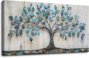 QIYILEXWART Canvas Wall Art For Living Room Wall Decor For Bedroom Office Wall Decoration Green Tree Landscape Painting Abstract Pictures Artwork Room Aesthetic Home Decor 20x40 In