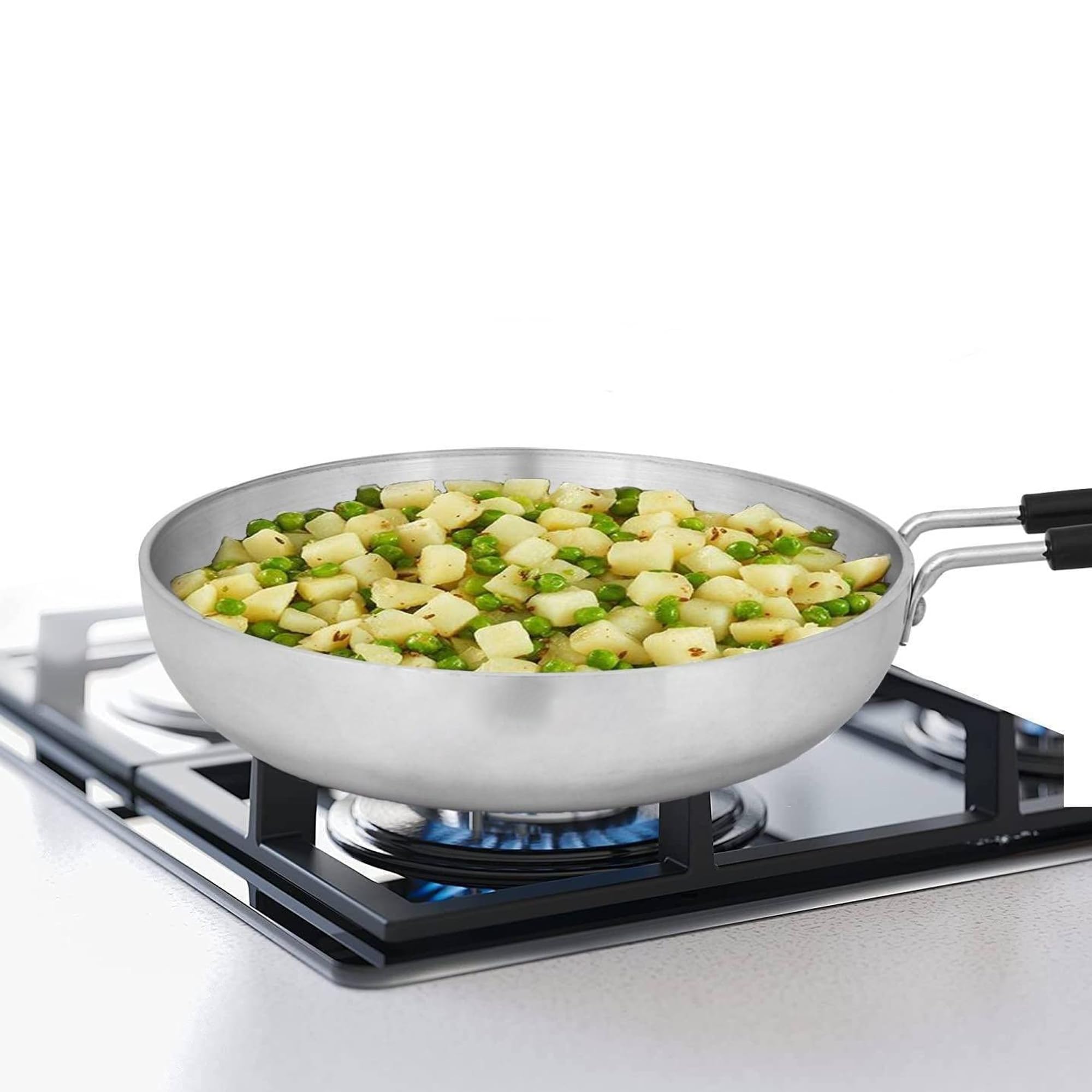 IDEAL PRIME Heavy Duty Aluminum Frying Pan 1 Liter with Heat Resistance Silicon Handle Rust Proof Omelet Tawa Pasta Dosa Fry Pan Cookware Pack of 1 3