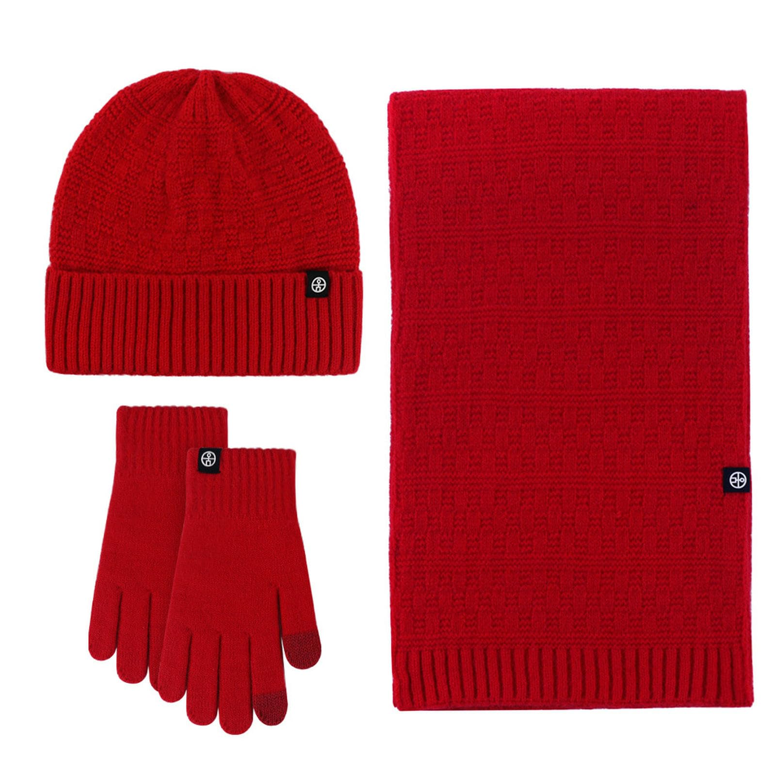 Wintermütze Schal Handschuhe Set Gestrickte Winterhandschuhe, Schals, Mützen Und Wollsets Für Wärme Schutz Vor Kälte-hx319 Schwarz
