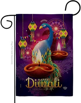 Diwali Of Lights Burlap Garden Flag Celebration Deepavali Festival Hindus Religious Small Decorative Gift Yard House Banner Double-Sided Made In USA 13 X 18.5
