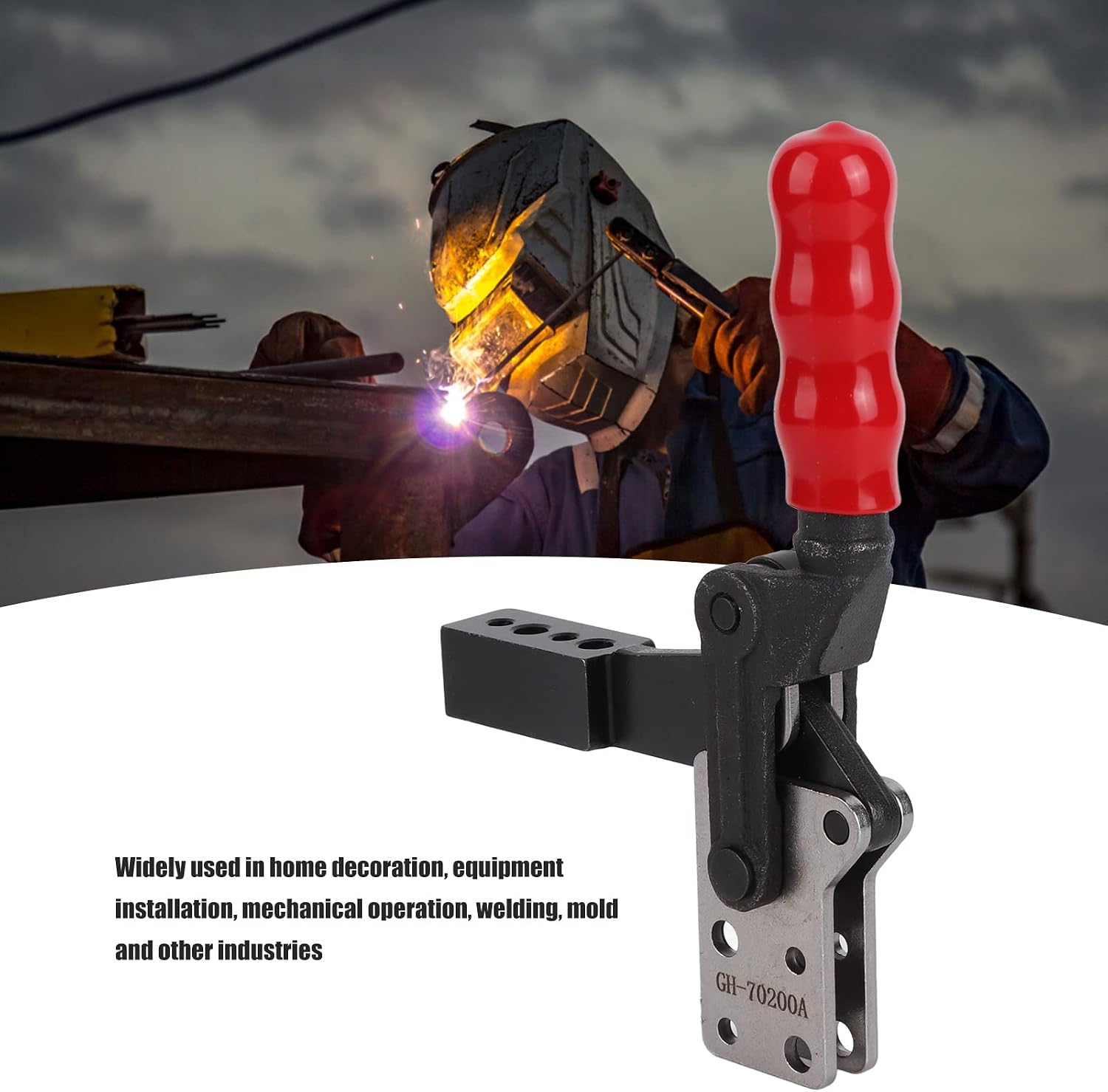 Quick Release Toggle Clamp, Heavy Duty Welding Fixture Clamp, High Carbon Steel GH 70200A with 250 kg Holding Force for Car Doors, Hoods, Cabinets and Industrial Fixturing