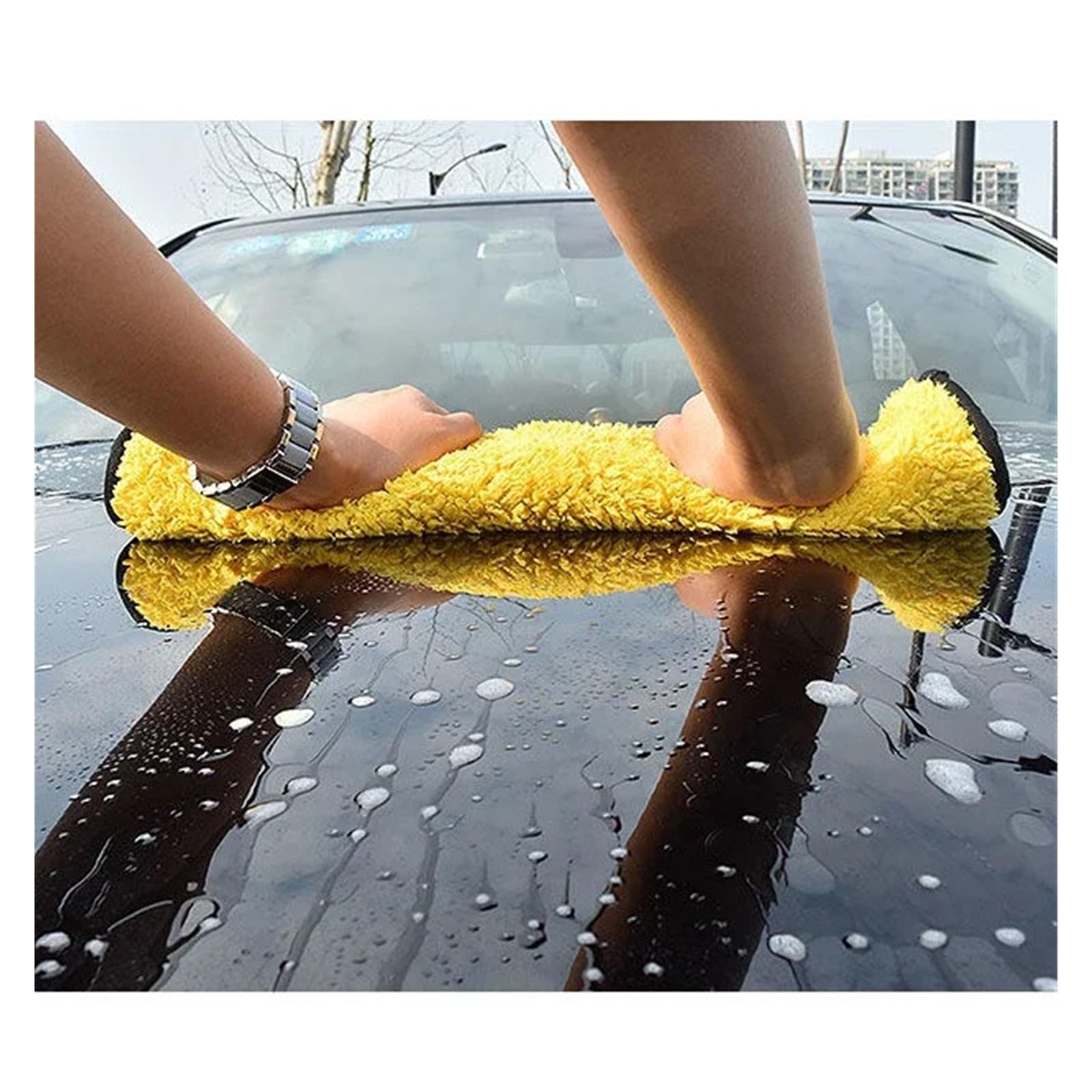 5pcs Microfiber Cleaning Towel Thicken Soft Drying Cloth Car Body Washing Towels Double Layer Clean Rags 30 40 — view 7