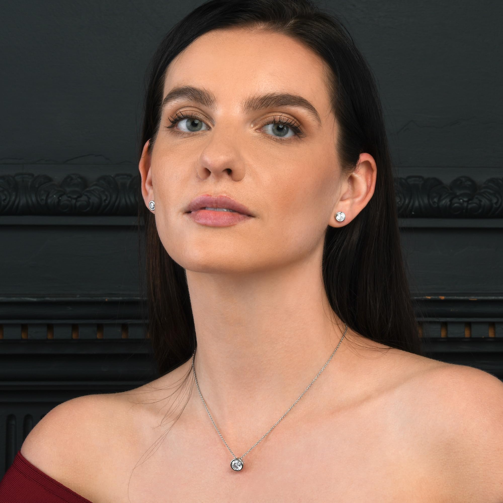 namana Collana Donna con Ciondolo in Castone, Collana in Argento Sterling 925 con Zirconi Bianchi, Verdi, Azzurri, Blu o Rossi, Collana per Donna e Ragazza, Idee Regalo Donna