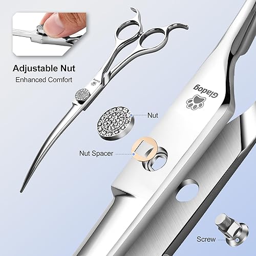 Vista 46 de GLADOG - Tijeras de aseo profesional para perros con puntas redondas de seguridad, 4 en 1, tijeras de aseo para perros y gatos