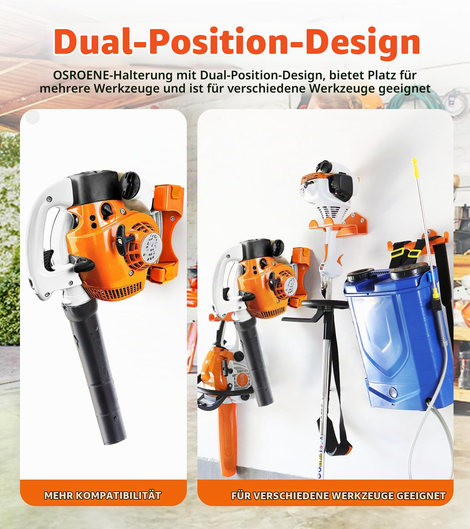 Wandhalterung für handgeführte Laubbläser, 1 Stück, verbesserte Version, Bläserhalter für die Garagenwand, passend für Stihl BG-50, BG-56, BG-66, BG-86, SH-56, SH-86