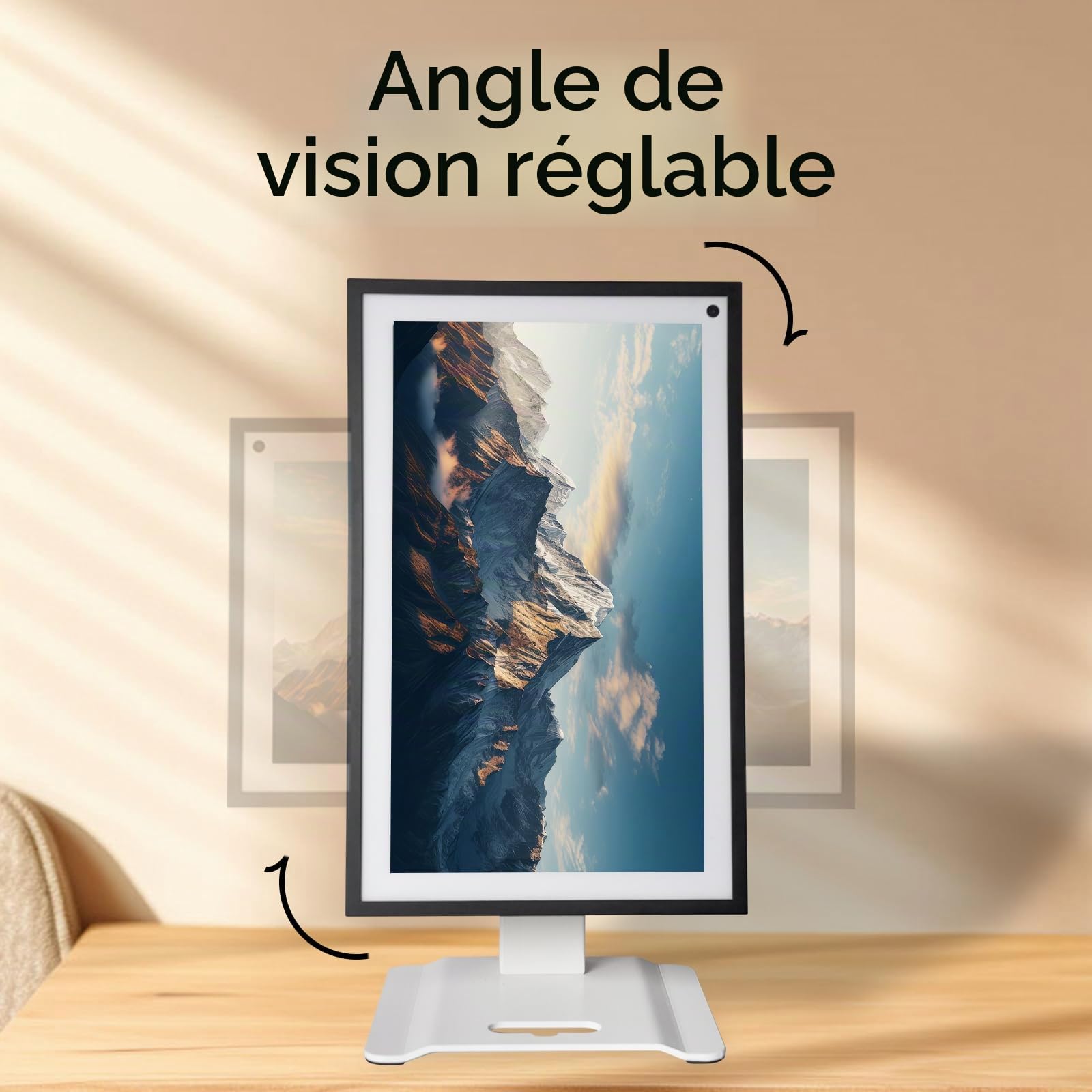Shinar Support Métallique pour Écrans Show 15 et Show 21 avec Gestion des Câbles, Pivotant 360°, Inclinable -50° à +50° - Support de Bureau pour Moniteurs 13-29 Pouces
