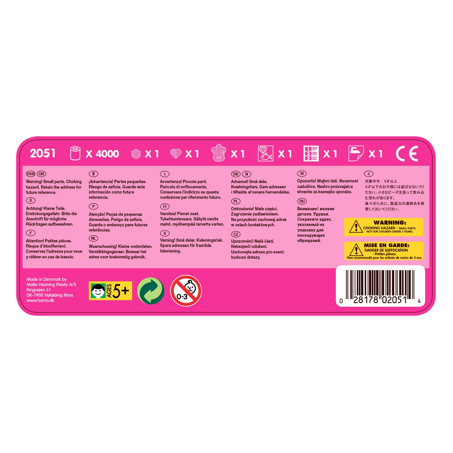 Hama Perlen 2051 Caja de Perlas para Planchar con Aprox. 4.000 Perlas de Colores Midi de 5 mm de diámetro en Mezcla de Colores y 3 Placas de sujeción, diversión Creativa para Grandes y pequeños