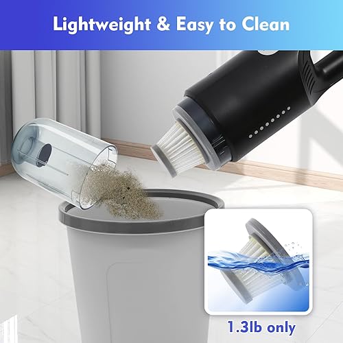 Miniatura 5 de Aspiradora inalámbrica de mano, ajuste de dos velocidades, recargable, ligera y portátil, adecuada para pisos, alfombras, limpieza de automóviles y