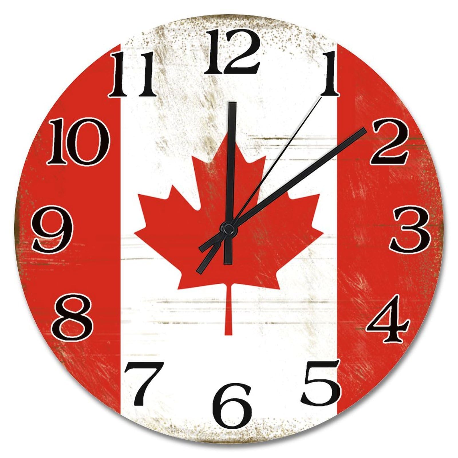Horloge murale en bois Canada sans tic-tac pour chambre