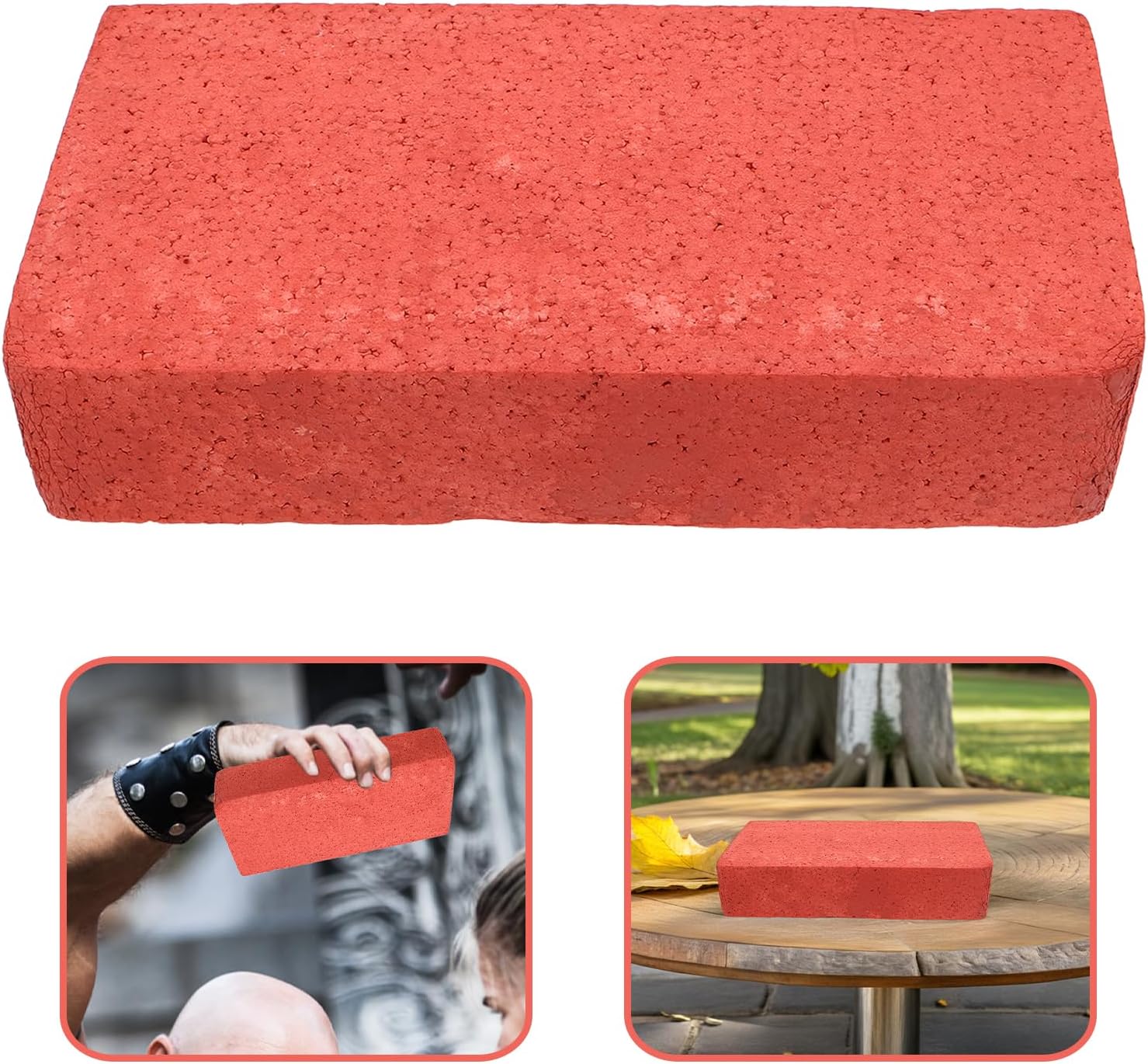 LOGOFUN 6PCS Red Foam Bricks Realistic Stage Performance Props for Movie Tricks and Comedy Acts Cosplay Party Supplies