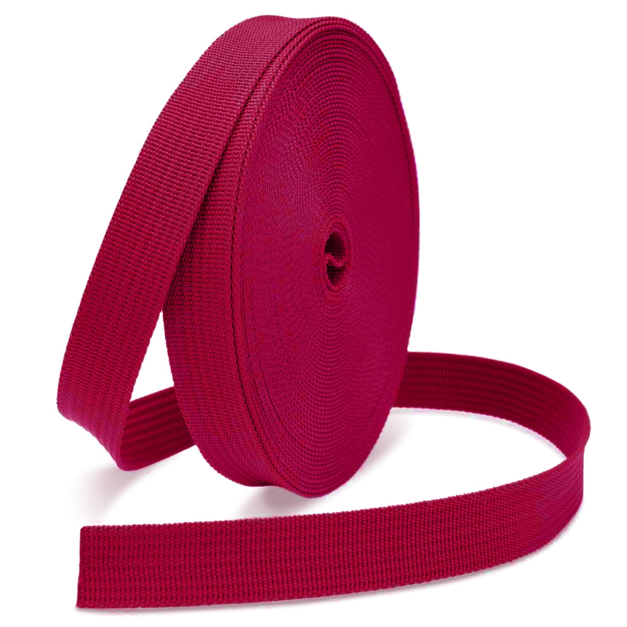 JMZLLRX 1 Inch Polypropylene Webbing Strap, 12 Yards Woven Webbing Straps for Backbag, DIY Crafting, Pet Collar, Outdoor Gear, Rose Red — image 1