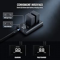 Vista 8 de NEEWER Replacement Battery and Charger Set for EN-EL25, 2 Pack 1350mah Batteries and Dual Channel Type C USB Charger, Compatible with Nikon Z30 Z50