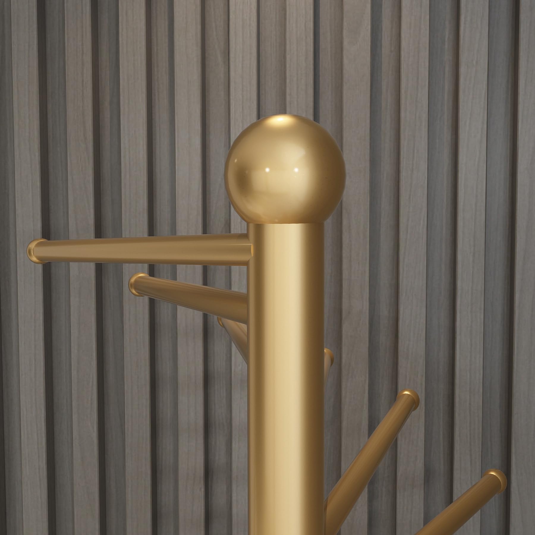 Appendiabiti in metallo, supporto per sciarpa a spirale autoportante, appendiabiti multifunzionale con 30 aste per cravatte, cintura, pantaloni, asciugamano (oro, 42 x 170 cm)