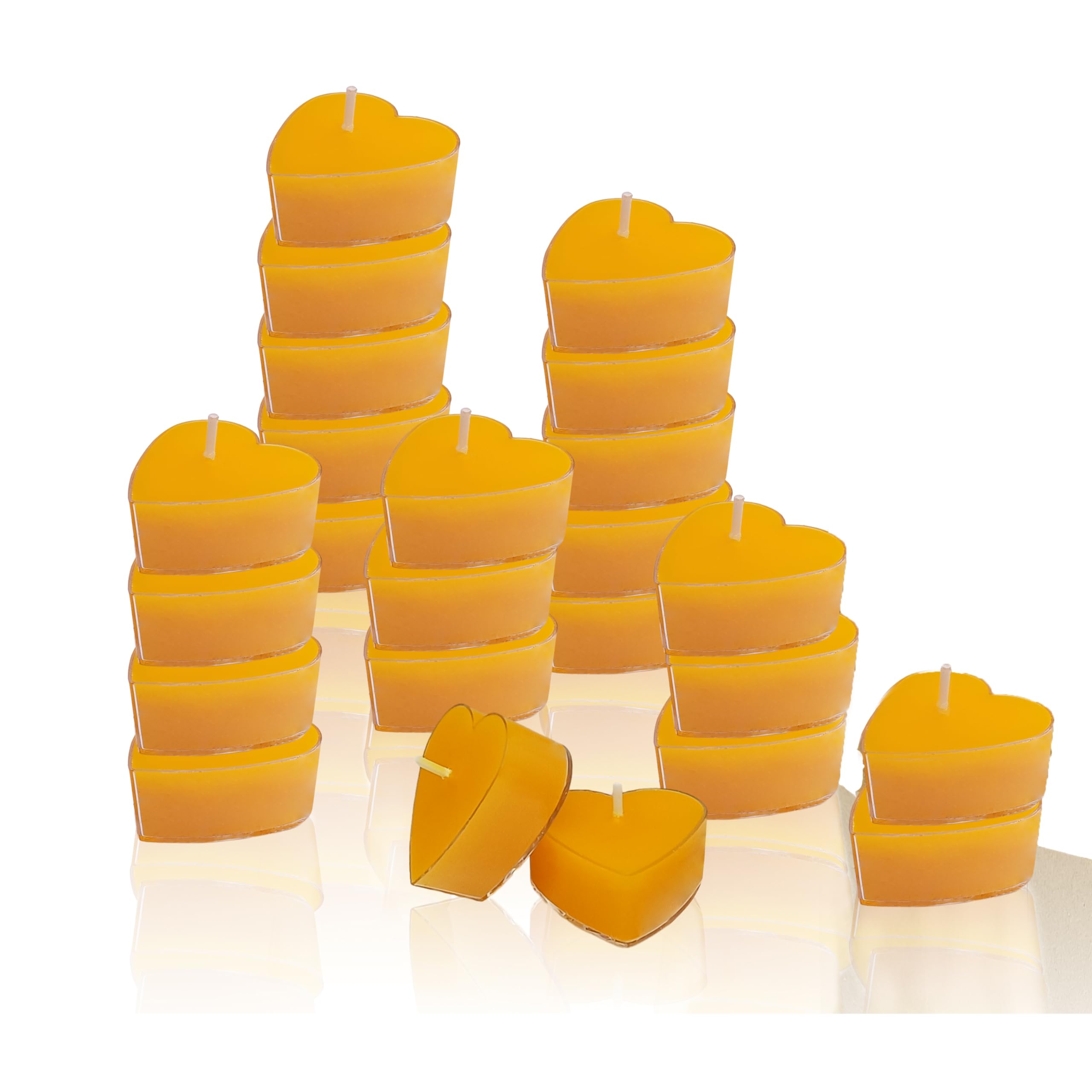 24pcs Heart-Shaped Tea Light Candles Natural Beeswax Tealight Candles Unscented Pure Beeswax Tea Lights 4 Hour Burn Time Smokeless Handmade Decorative Perfect for Spa Home Decor