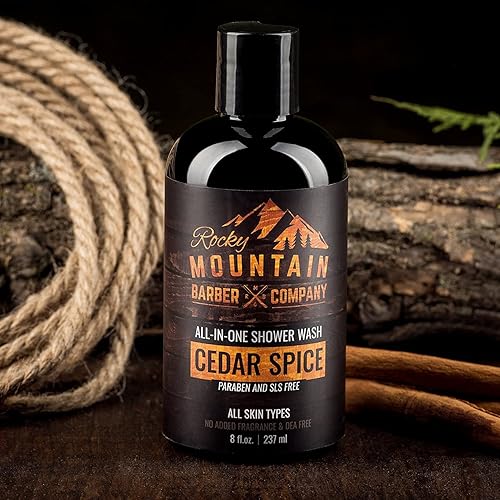Miniatura 3 de Rocky Mountain Barber Company Cedar Spice Gel de baño todo en uno  Champú, gel de baño, acondicionador, lavado facial y lavado de barba con aceites