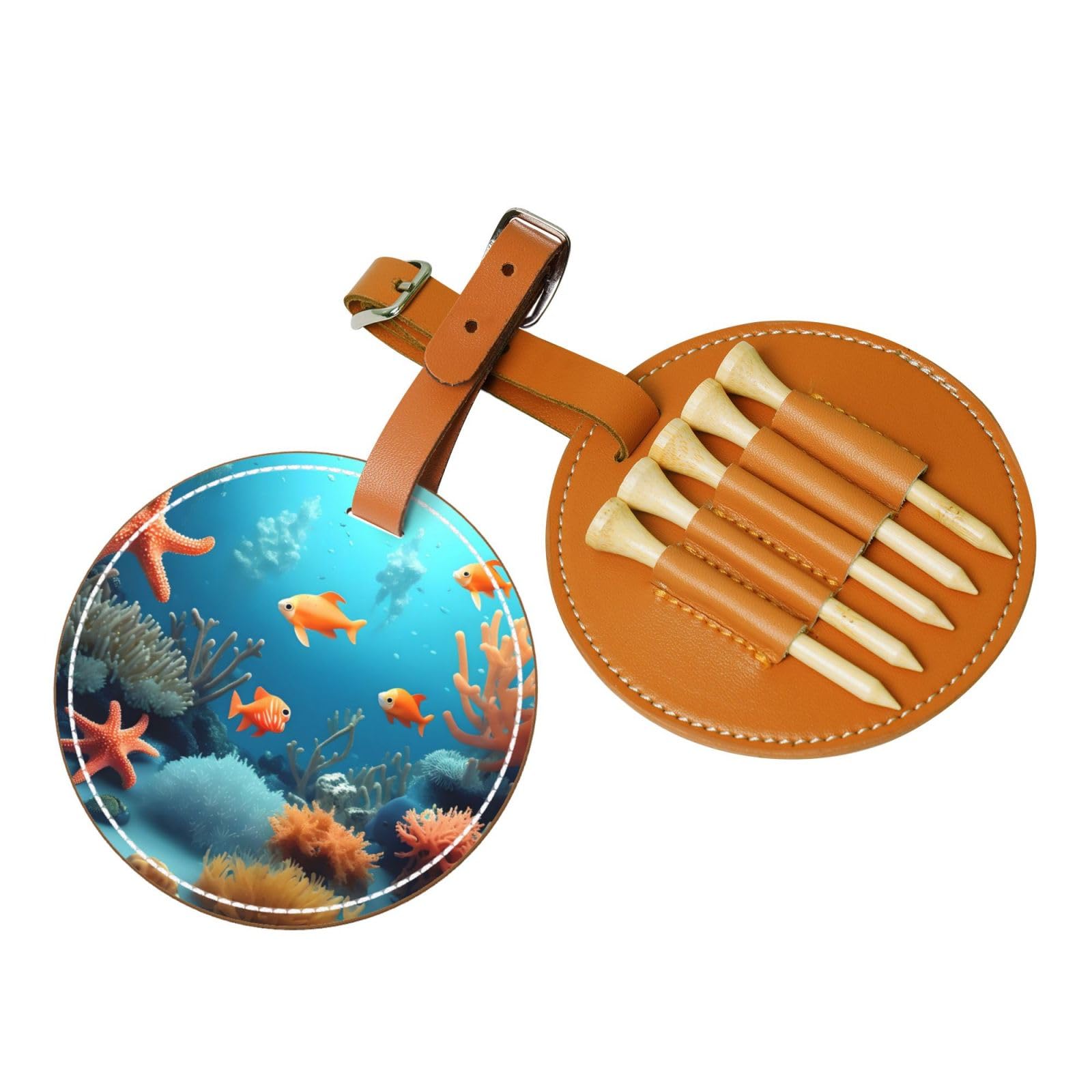 WXXWXD Coral Fish underwater Printed Golf Tee Storage Bag - Portable Storage, Easily Organize Tees