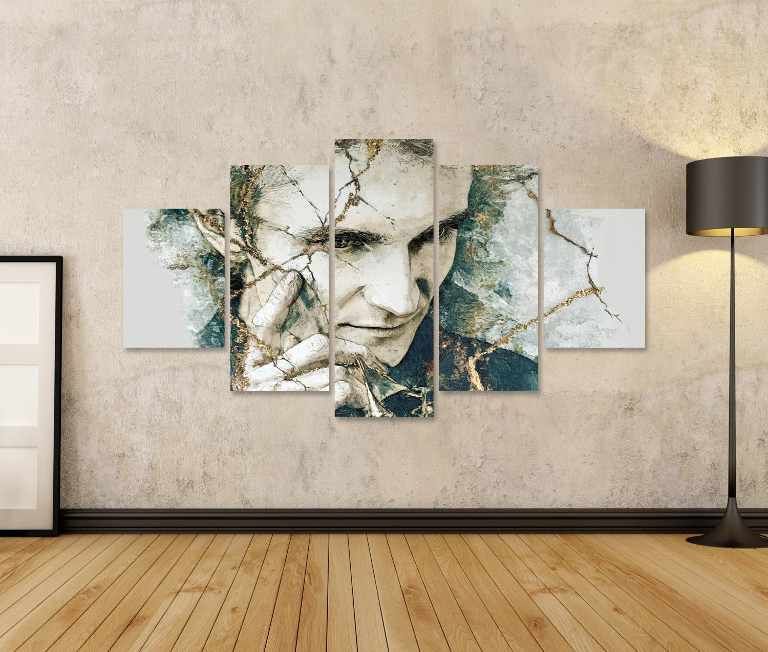 islandburner Bild auf Leinwand Ruhige Nachdenklichkeit Porträt Kunstdruck Wohnzimmer Für Kunstliebhaber - 5-teilig