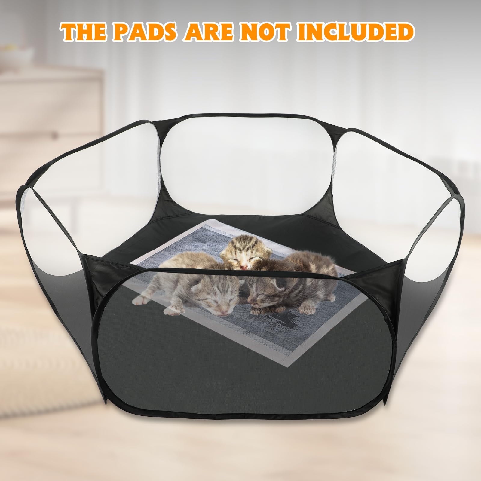 Collapsible Small Animal Cage Tent Breathable Fabric Guinea Pig Playpen With Cover Transparent Hamster Playpen Portable Pet Yard Exercise Fence For Reptile Rabbit Chinchilla Hedgehog Black P 92933426