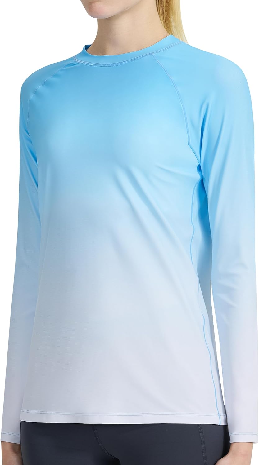 KPSUN Womens Long Sleeve Rash Guard UPF 50+ Swim Shirts Sun Uv Protection Surfing Top for Beach Swimming Quick Dry - Image 2